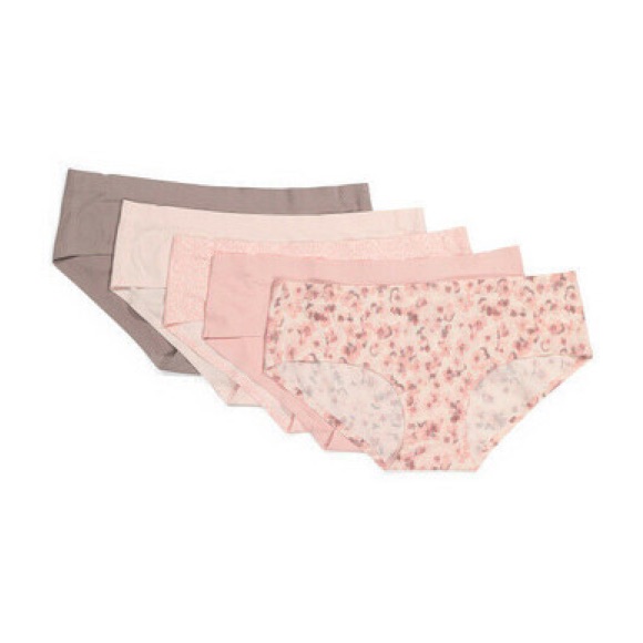 Laura Ashley 5pk Brushed Micro Laser Ditsy Hipster Panties No Show Underwear Xl